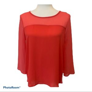 Delia’s Long Sleeve Coral Sheer Blouse With Crossover Open Back S